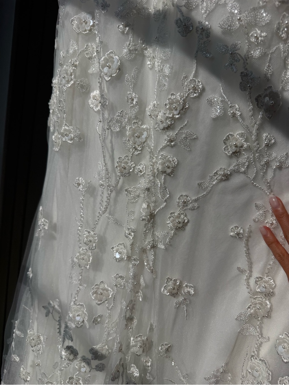 Calla Blanche Embroidered V-neck Ivory Lace Bridal Gown - Picture 6 of 10